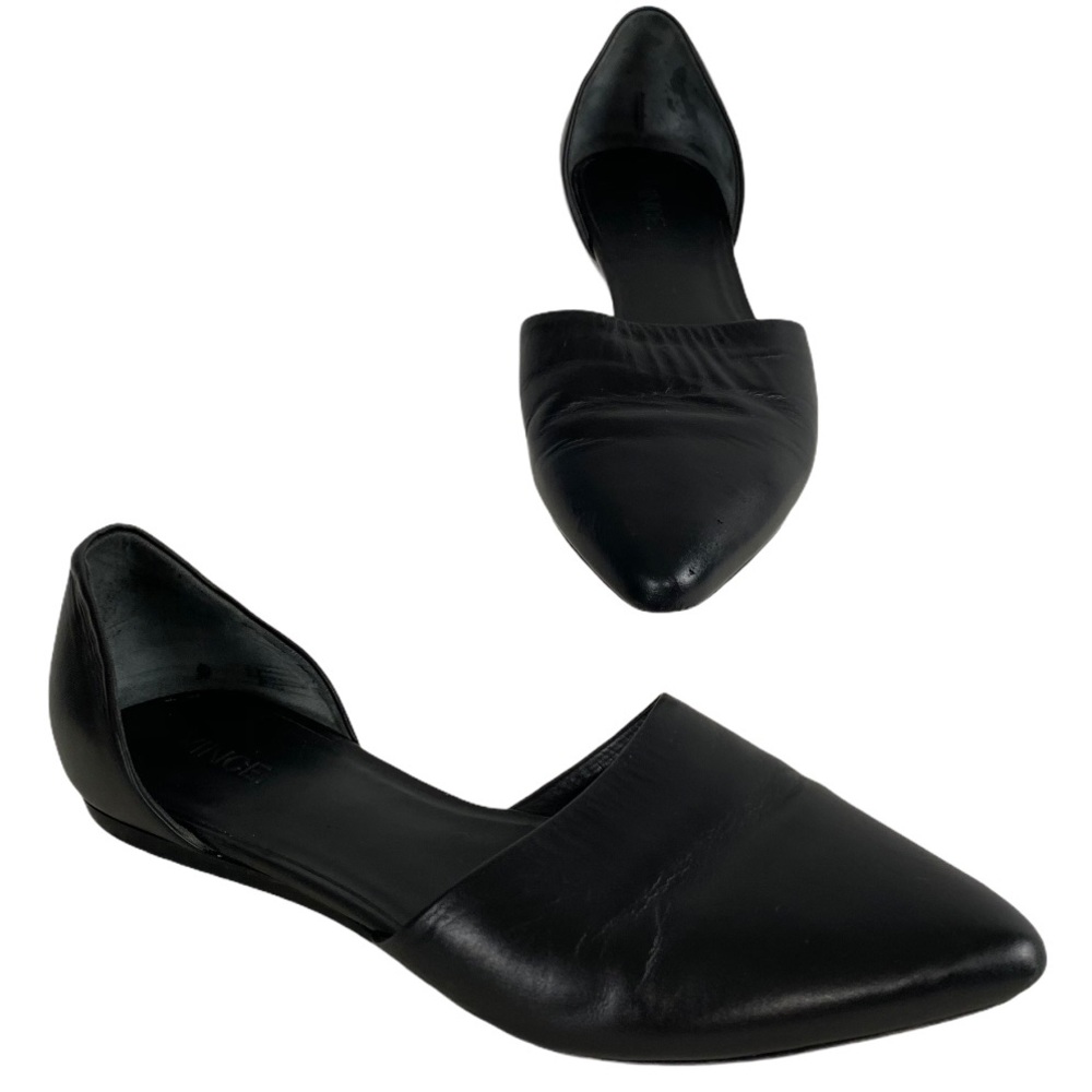 Vince Nina Black Leather Flats Size 6.5